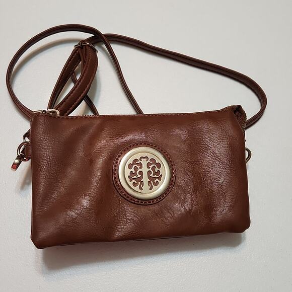 Janey Jane Handbags - Janey Jane Crossbody Wristlet Wallet 3 Compartments Card Holder Gold Hardware